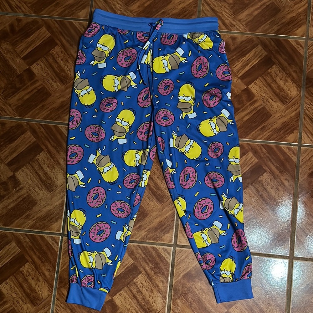 Blue Cartoon Print Jogger Pants